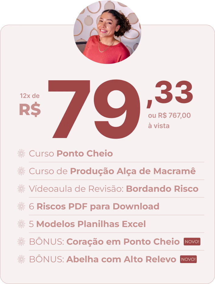 Preço promocional Curso Ponto Cheio. 767 à vista ou 12x R$ 79,33